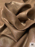 Brown Linen with Light Metallic Silver Foil Print