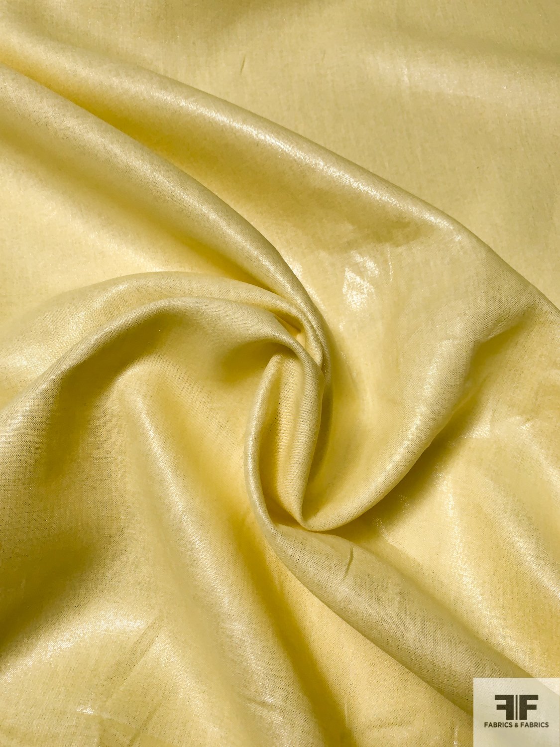 Butter Yellow Linen with Light Metallic Silver Foil Print