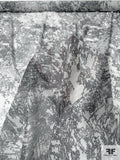 Abstract Printed Silk and Lurex Chiffon - Grey / White