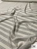 Made in France Horizontal Striped Textured Silk Poly Blend - Off-White / Grey / Silver