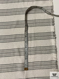 Made in France Horizontal Striped Textured Silk Poly Blend - Off-White / Grey / Silver