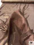 Made in France Thin Satin Striped Silk Chiffon with Gold Lurex - Brown / Gold