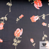 Floral Printed Silk Chiffon - Black/Red