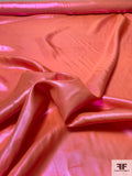 Italian Silk and Poly Pearlized Reflective Lamé - Coral Punch