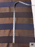 Italian Woven Striped Polyester Organza with Lurex - Copper / Navy / Brown Plum / Black