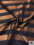 Italian Horizontal Striped Silk and Lurex Organza - Black / Copper