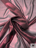 Italian Crinkled Silk Chiffon with Metallic Foil Print - Lustrous Merlot / Black