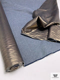 Stretch Cotton Denim with Metallic Foil Print - Gold / Blue