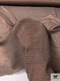 Italian Wool Blend Gauze with Lurex - Dark Taupe / Copper / Rose Gold