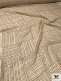 Silk Chiffon with Intricate Ethnic Tile Pattern Threadwork - Light Beige / Gold / Silver