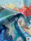 Watercolor Floral Dream Printed Brocade Panel with Lurex - Multicolor