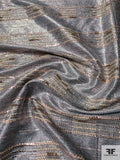 Novelty Glam Metallic Boucle Tweed Suiting - Silver / Teal / Beige / Khaki