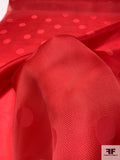 Carolina Herrera Italian Basketweave Silk Gazar with Jacquard Circles - Berry Red