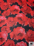 Pamella Roland Italian Floral Printed Marquisette Mesh Silk Organza - Red / Black / Soft Pink