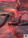 Pamella Roland Italian Mystical Hazy Printed Marquisette Mesh Silk Organza - Red / Black