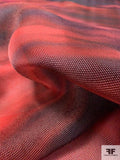 Pamella Roland Italian Mystical Hazy Printed Marquisette Mesh Silk Organza - Red / Black