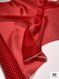 Carolina Herrera Italian Polka Dot Printed Fine Satin Faced Silk Organza - Red / White