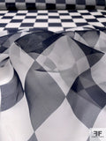 Classic Checkerboard Printed Silk Organza - Black / Off-White