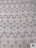 Ethnic Ikat-Like Printed Silk Organza - Misty Grey / Off-White