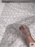 Ethnic Ikat-Like Printed Silk Organza - Misty Grey / Off-White