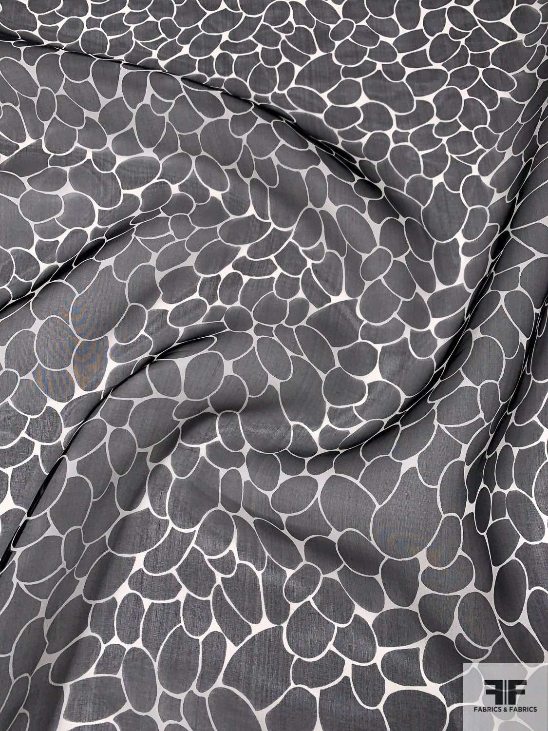Overlapping Ovals Printed Silk Organza - Black/White