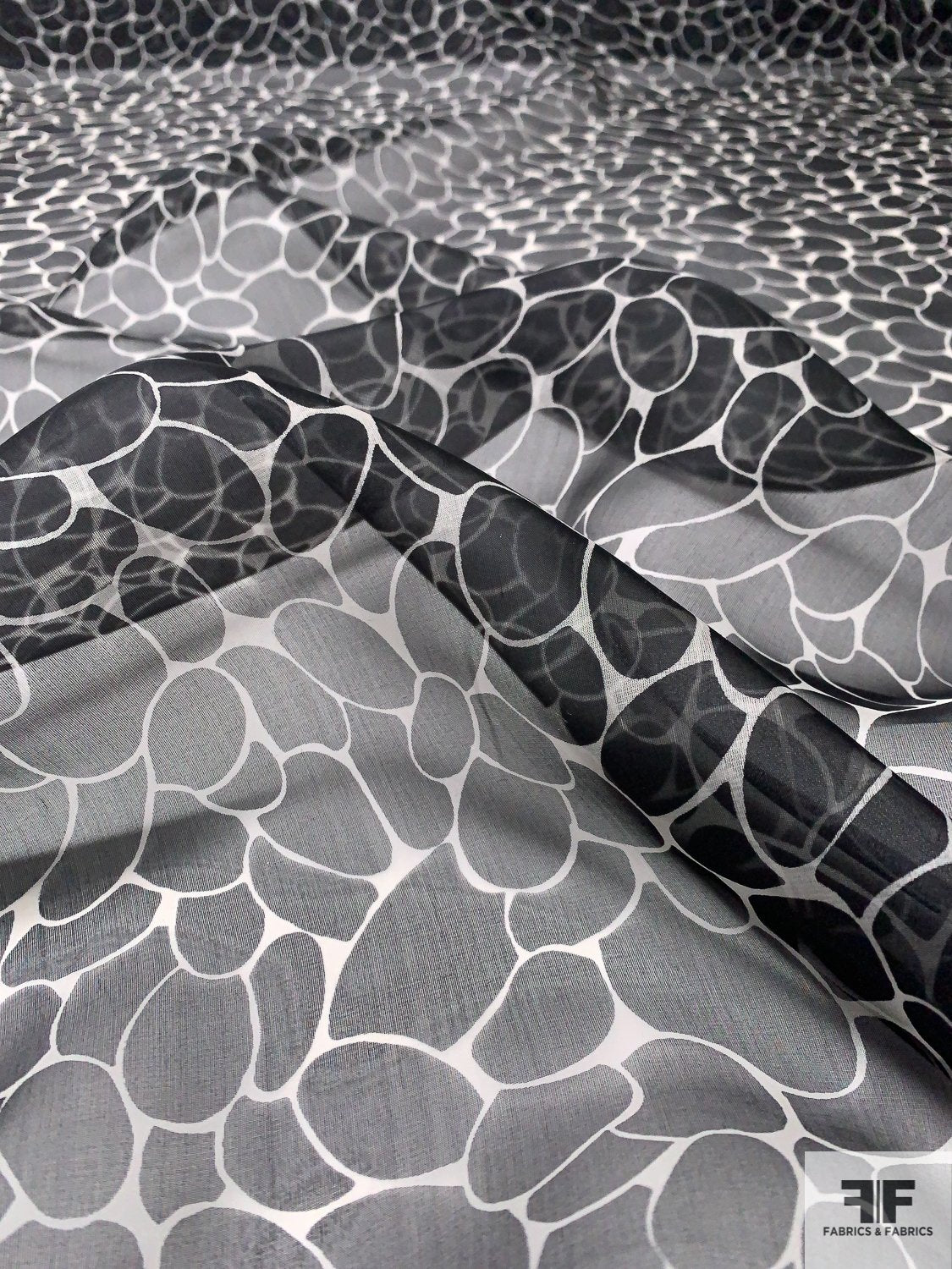 Overlapping Ovals Printed Silk Organza - Black/White