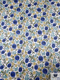 Playful Floral Printed Silk Charmeuse - Periwinkle / Yellow / Dusty Blue / Oliver