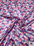 Shuriken Inspired Printed Silk Charmeuse - Purple / Periwinkle / Lavender / Pink