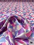 Shuriken Inspired Printed Silk Charmeuse - Purple / Periwinkle / Lavender / Pink