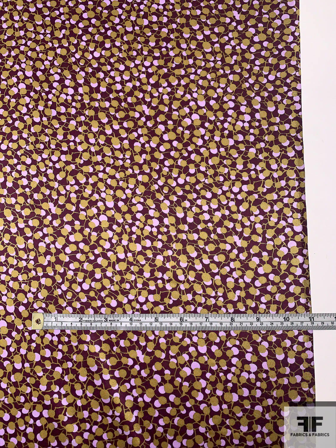 Webbing Circles Printed Silk Charmeuse - Wine Purple / Olive / Lavender