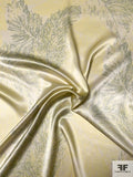 Airy Leaf Printed Silk Charmeuse - Light Yellow / Sage / Ivory