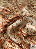 A Starry Night Inspired Printed Silk Charmeuse - Shades of Brown / Cream