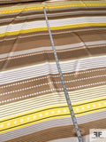 Striped and Linear Designer Printed Silk Charmeuse - Dark Nude / Yellow / White / Black