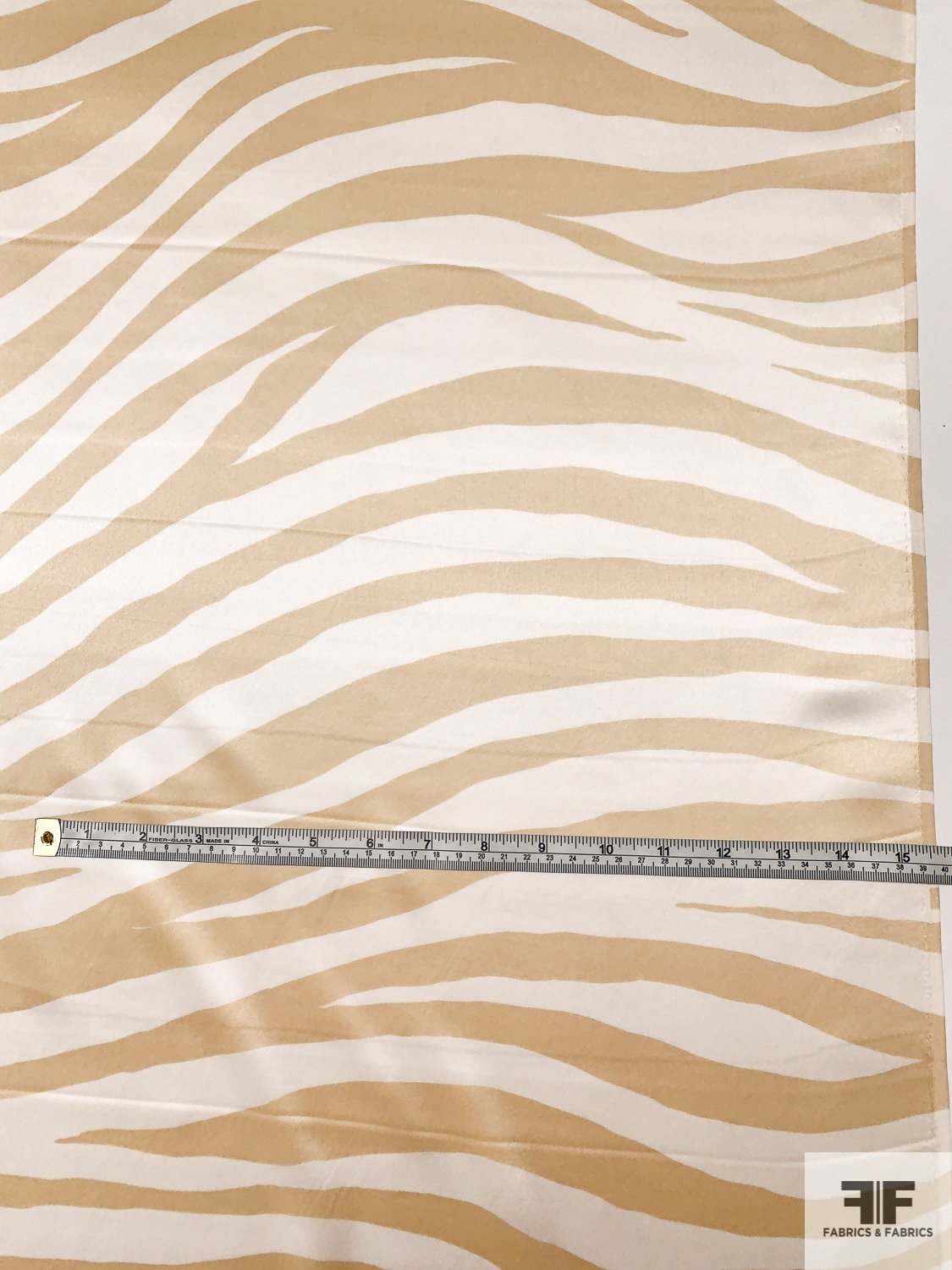 Zebra Inspired Printed Silk Charmeuse - Antique Gold / Off White
