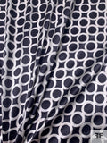 Circles Grid Printed Silk Charmeuse - Slate Dark Grey / White