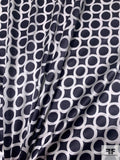 Circles Grid Printed Silk Charmeuse - Slate Dark Grey / White