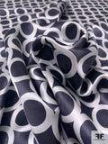 Circles Grid Printed Silk Charmeuse - Slate Dark Grey / White