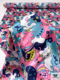 Pucci-esque Paisley-Like Printed Silk Charmeuse - Bubblegum Pink / Turquoise / Navy / Chartreuse