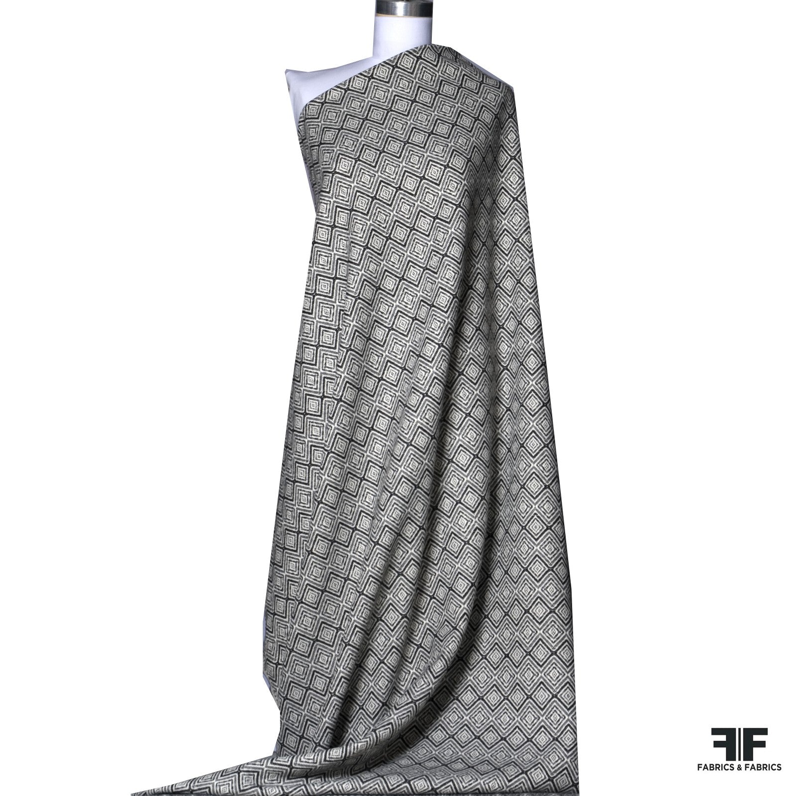 Geometric Wool Suiting - Ivory/Black/Grey
