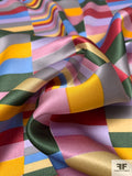Geometric Layers Printed Silk Charmeuse - Multicolor
