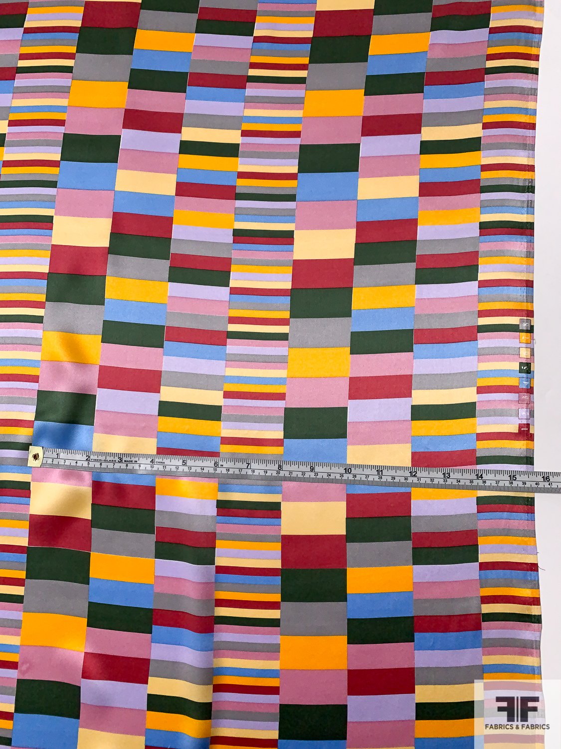 Geometric Layers Printed Silk Charmeuse - Multicolor