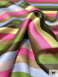 Horizontal Striped Printed Silk Charmeuse - Multicolor
