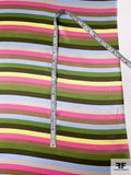 Horizontal Striped Printed Silk Charmeuse - Multicolor
