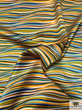 Wavy Striations Printed Silk Charmeuse - Shades of Yellow / Blues / Green