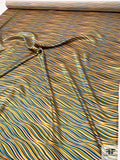 Wavy Striations Printed Silk Charmeuse - Shades of Yellow / Blues / Green
