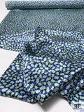 Webbing Circles Printed Silk Charmeuse - Blue / Neon Lime / Grey