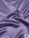 Thin Horizontal Striped Printed Silk Charmeuse - Grape Purple / Lavender