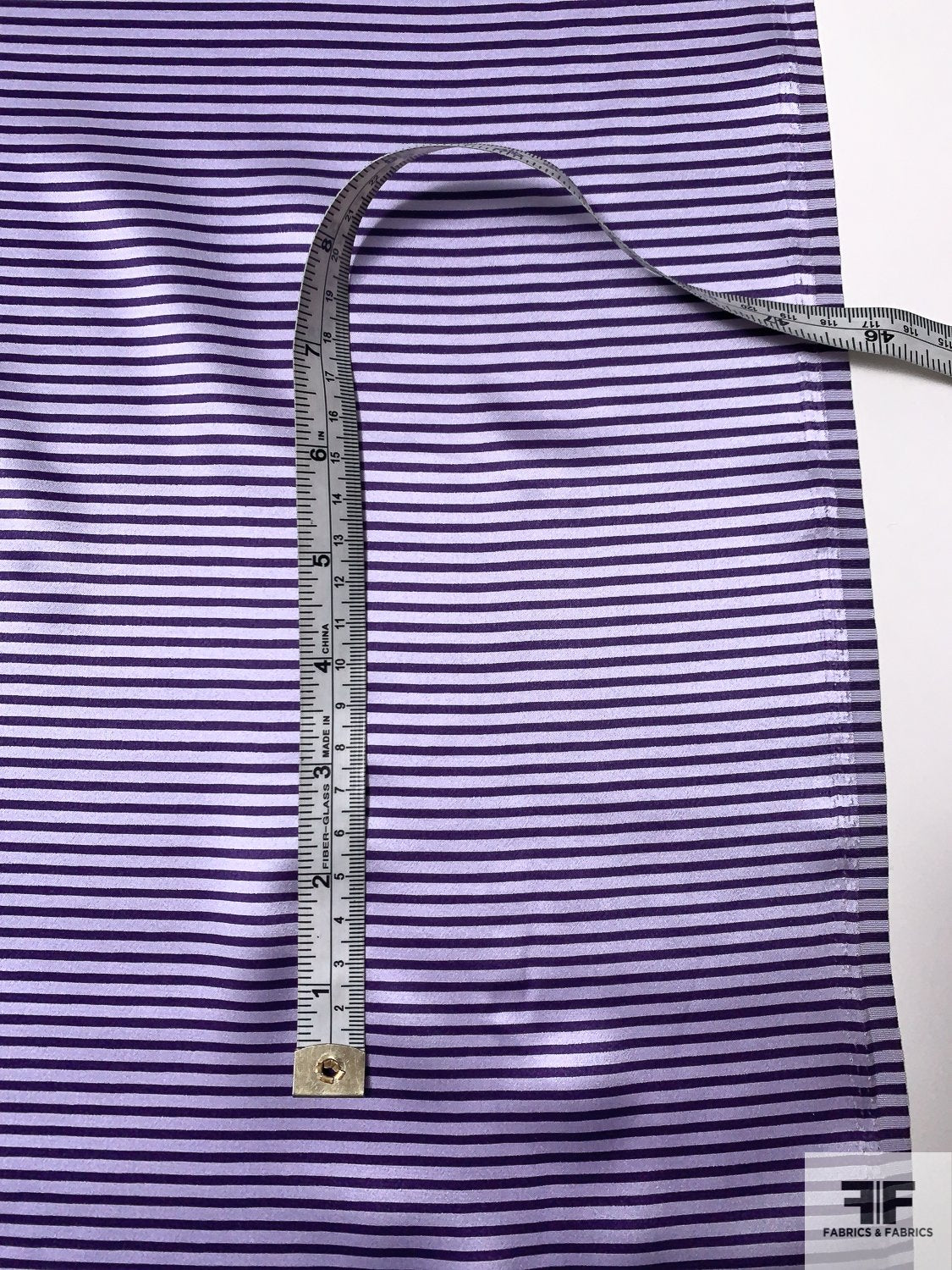 Thin Horizontal Striped Printed Silk Charmeuse - Grape Purple / Lavender
