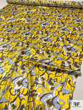 Graphic Floral Printed Silk Charmeuse - Yellow / Brown / Grey / Off-White