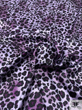 Animal Pattern with Spray Splatter Silk Charmeuse - Grape Purple / Lavender / Black